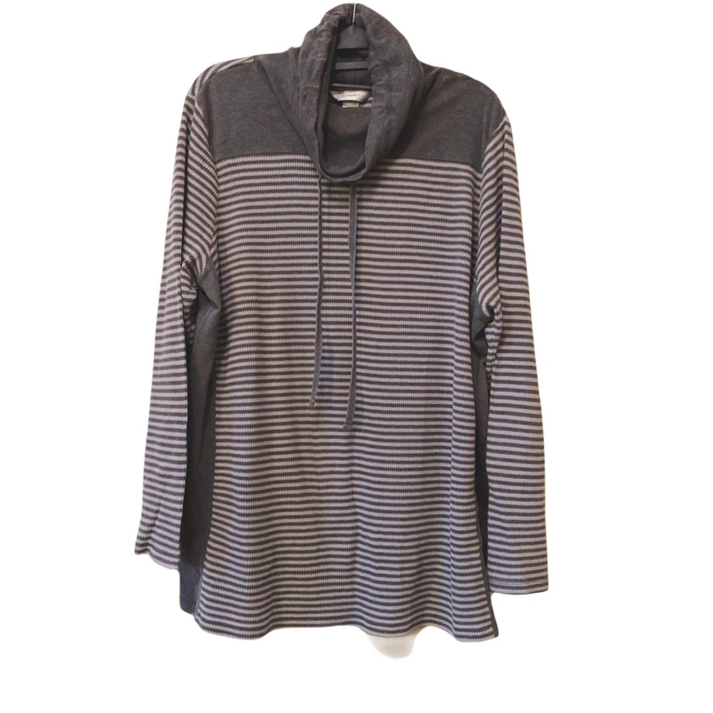 CJ Banks Gray Cowl Neck Sweater with Stripes Size 1X